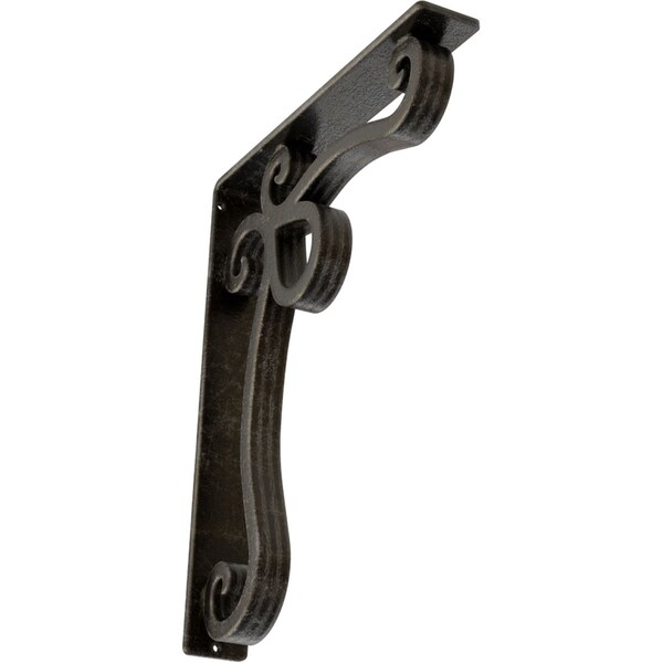 Ekena Millwork Orleans Wrought Iron Bracket, (Triple center brace), Antiqued Warm Silver 2"W x 12"D x 15"H BKTM02X12X15TOLAWS - main